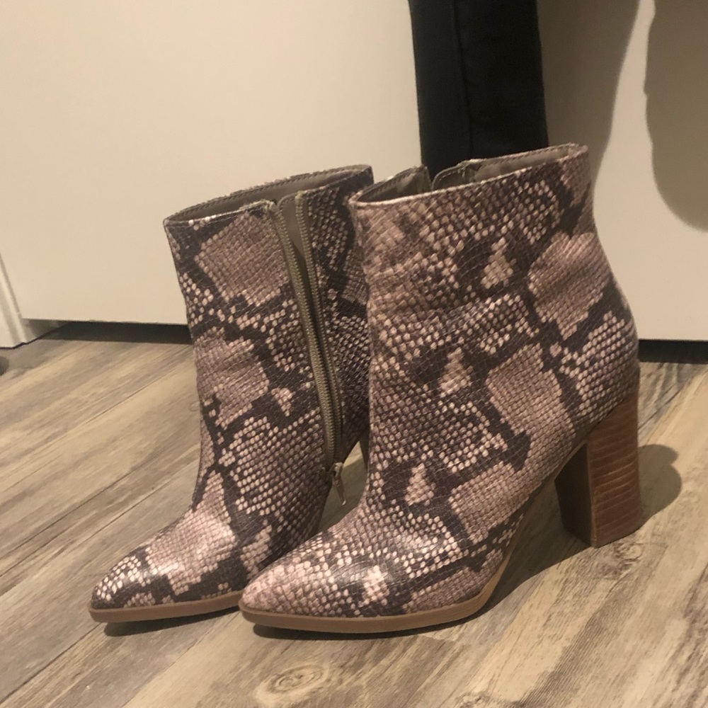 Snake print booties